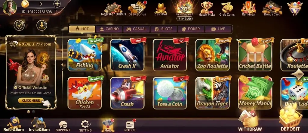 RoyalX777 Game interface